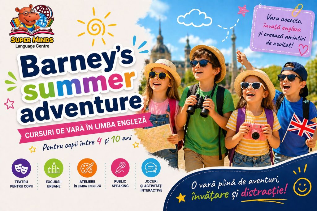 Vara aceasta transformăm vacanța copiilor într-o experiență memorabilă, unde joaca și învățarea merg mână în mână! La Barney’s Summer Adventure, copiii cu vârste între 4 și 10 ani descoperă limba engleză într-un mod natural, prin activități interactive, creative și pline de energie.